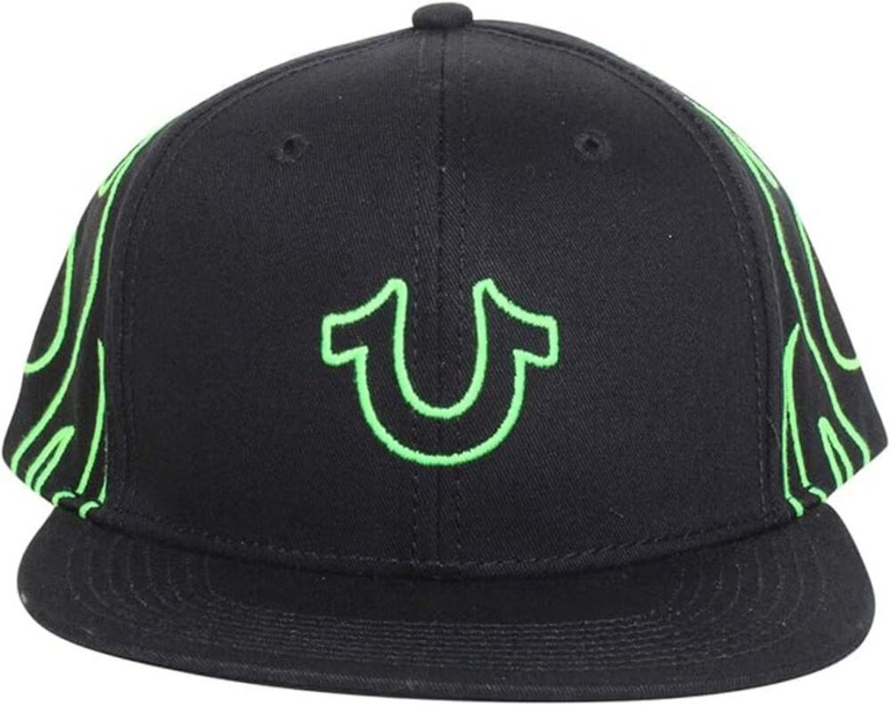 NEW True Religion Flaming Baseball Cap Black Green Snapback Hat TR2730 One Size